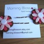 Pink and Brown Felt Flowers..