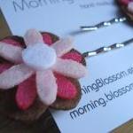 Pink and Brown Felt Flowers..