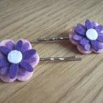 Pink and Brown Felt Flowers..